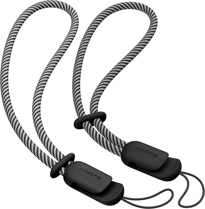 SURPHY 2 Pack Phone Lanyard, Phone Wrist Strap for Case, Camera Wrist Strap | Ultra-Light 2-Color Braided Phone Strap, Cellphone Charm Strap, Anti-Lost Wrist Lanyard for Women and Men, Black Black by SURPHY