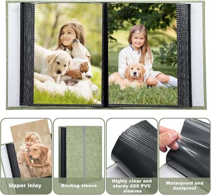Photo Album 4x6 100 Pockets for Wedding Gifts,Linen Hardcover Picture Albums for Family Anniversary Baby Vacation Pictures - Image 6