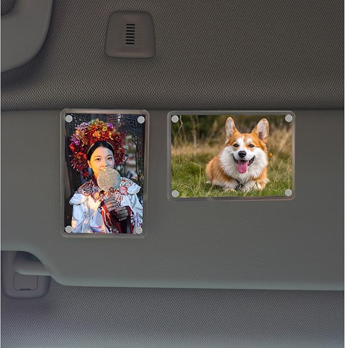 XMALL 2Pcs Car Picture Holder, Suitable for car Visor, Universal for Any Vehicle Model, Show Personal or Family Photos, Great Gift for Drivers, Car Accessories, Polaroid Photo Frame, 3.5"X2.4" - Image 2