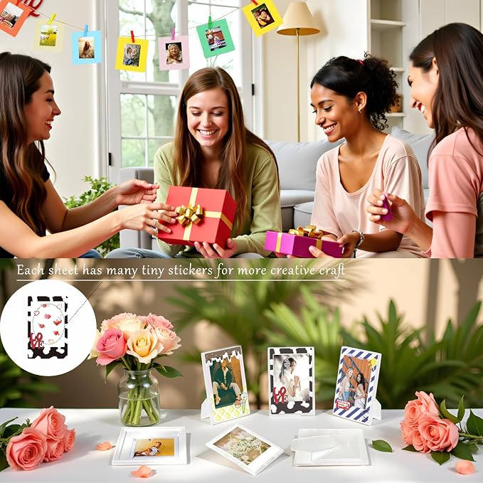 13-in-1 Picture Frames & Accessories for 3" Polaroid Intsax Mini Film | Displaying Kit fits for Fujifilm Mini Film(54x86mm), Including Wall & Tabletop Frames, Fun Stickers, Photo Protector Sleeves - Image 7