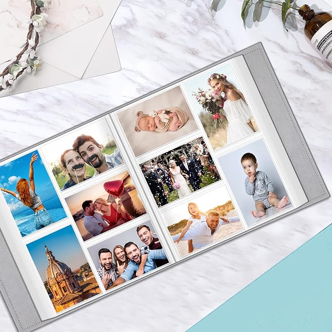 Fintie Photo Album 4x6 Photos - 300 Pockets Large Capacity Albums Book | Vegan Leather Cover, 4X6 Picture Keepsakes, Family/Wedding/Travel Memory Book, Baby/Kids/Boys/Girls Gift, Emerald Marble - Image 6