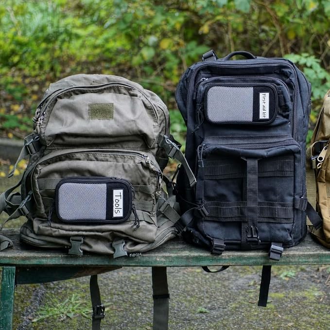 Aliceset 2 Pcs Tactical Pouch Admin Pouch Tactical Bag Insert Panel Organizer with Writable Patches, Molle Panel Accessories Utility Storage Pocket Accessories (Black, White,Vertical Style) - Image 6