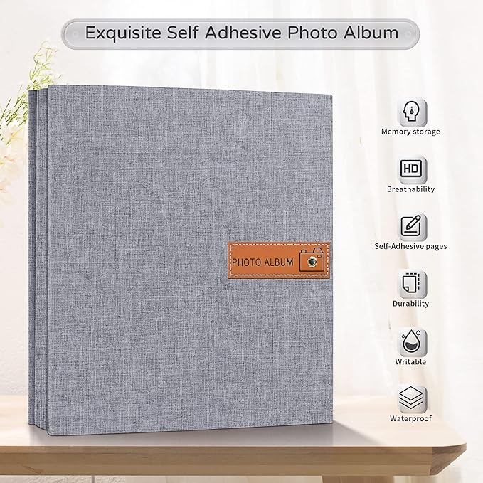 Popotop Large Photo Album Self Adhesive 4x6 5x7 8x10 Scrapbook Album DIY Picture Book,Gifts for Mom,Family Baby and Wedding,with Metal Pen and Plastic Board - Image 2