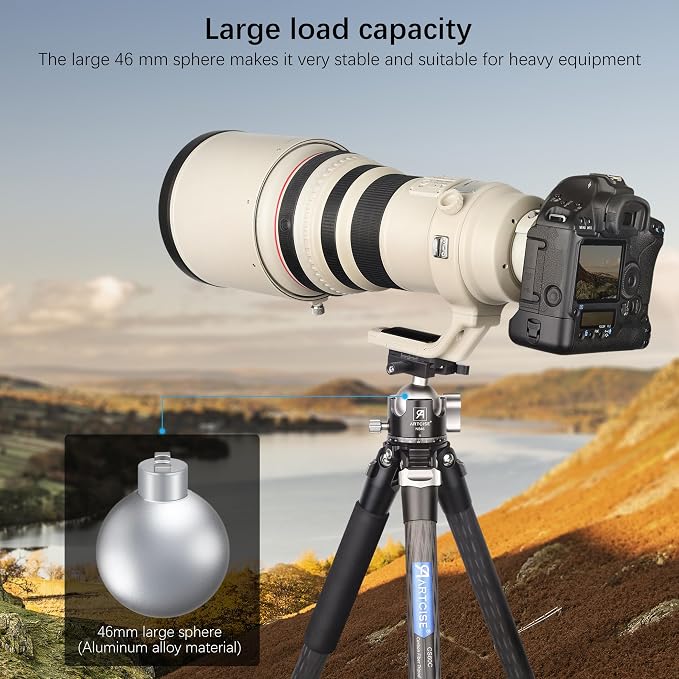 46mm Low ProfileTripod Ball Head with Lever Release ARTCISE Heavy Duty Ball Head Camera Ball Head with Arca Swiss Quick Release Plate for Camera Tripod Monopod DSLR Camcorder Telescope Max Load 55lbs - Image 3
