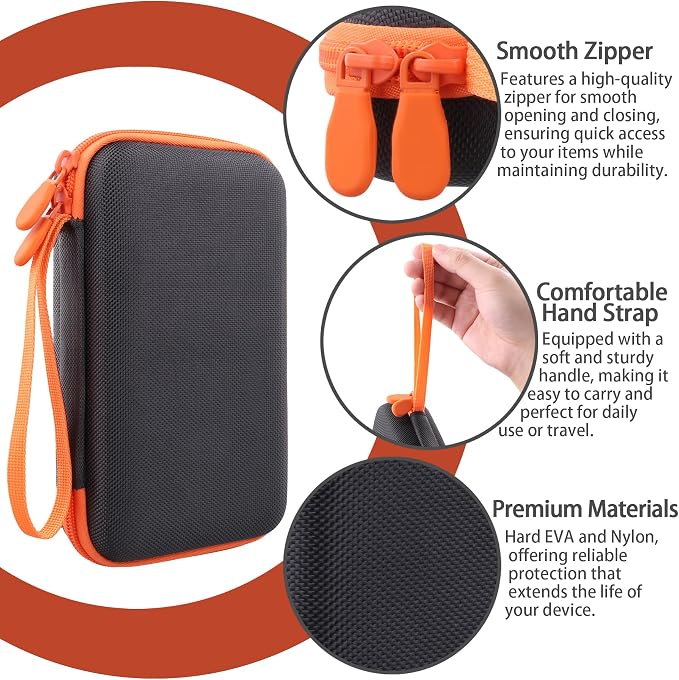 co2CREA Hard Case for Wildgame Innovations Trail Pad VU60, Black+Orange | Stealth Cam SD Card Reader Viewer 4.3" LCD Screen Compatibility, Space For Cables And Accessories, Organized Interior - Image 6