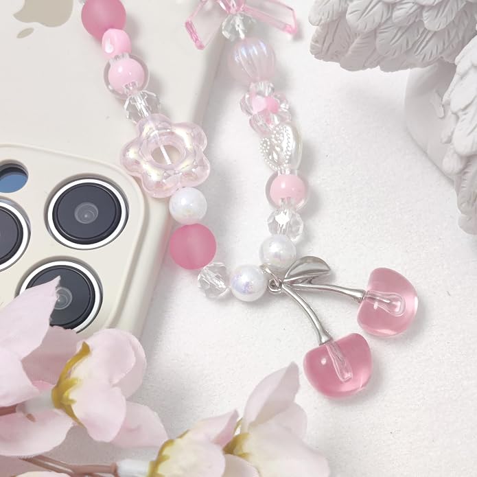cioatu Phone Charms Cute Cherry Butterfly Cell Phone Lanyard Strap Wrist Strap for Bag Airpods Camera Pendants Decor - Image 4