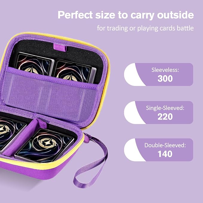 ProCase Trading Card Case, Hard Travel Storage Holds 300+ Cards -Purple | Compatible with MTG, TCG, Yu-Gi-Oh, Lorcana, Removable Divider for Flexible Organization, Multiple Color Options Available - Image 2