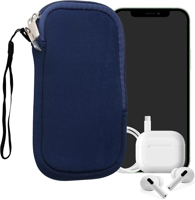 kwmobile Universal Phone Pouch Size L - 6.5" - Neoprene Smartphone Pouch with Zip - Water-Repellent Mobile Phone Case - Sleeve in Dark Blue by kwmobile