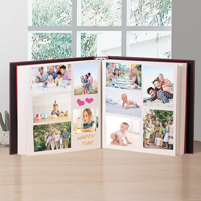 Large Photo Album Self Adhesive 4x6 8x10 10x12 Scrapbook Magnetic Album DIY Scrapbook Length 13 x Width 12.8 (Inches) 120 Sticky Pages Linen Cover DIY Photo Album(Purple) - Image 3