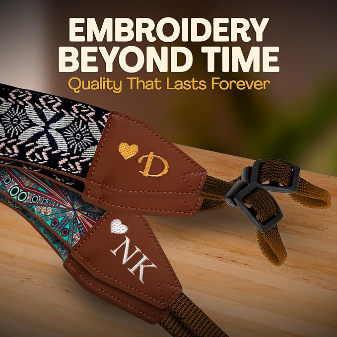 Art Tribute Custom Camera Strap Golden Embroidey - Add Your Text and We Make It Especially For You Get Your Own Personalized Gift Camera Strap, No Shipping Cost! - Image 6