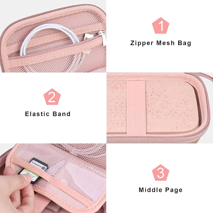 Canboc Hard Case for HP Sprocket Portable 2x3 Inch Instant Photo Printer | Zipper Mesh Pocket fits Photo Paper and Cable, Rose Gold - Image 5
