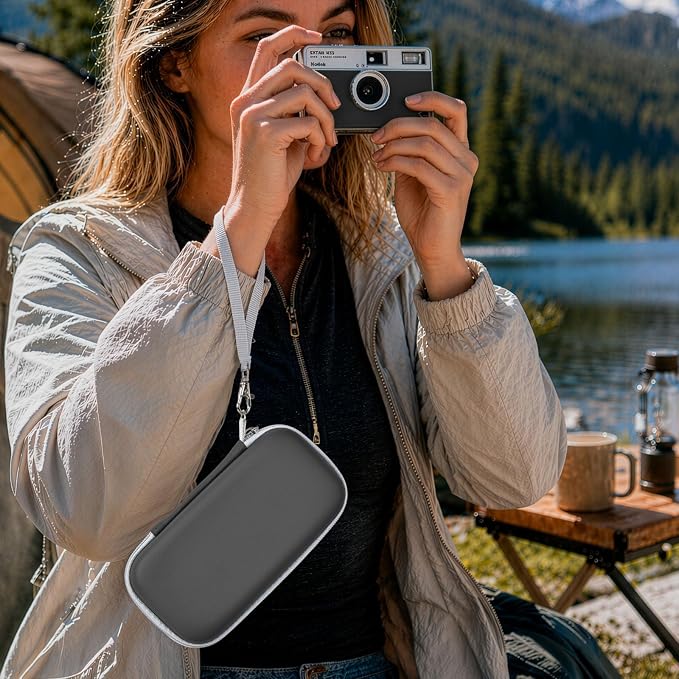 Film Camera Case for Kodak EKTAR H35 H35N Half Frame Film Camera | Camera and 35mm Film Rolls Storage, Mesh Pocket for Small Accessories, Travel and Home Organization; Slim, Black, Case Only - Image 8