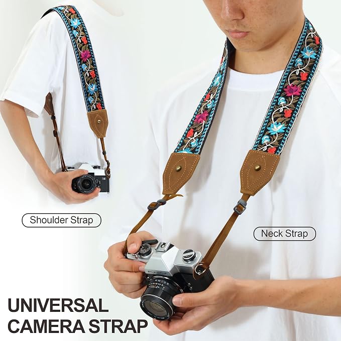 Padwa Lifestyle 2" Wide Classic Crazy Horse Art Cowhide Head Cotton Camera Straps for Photographers - Image 3