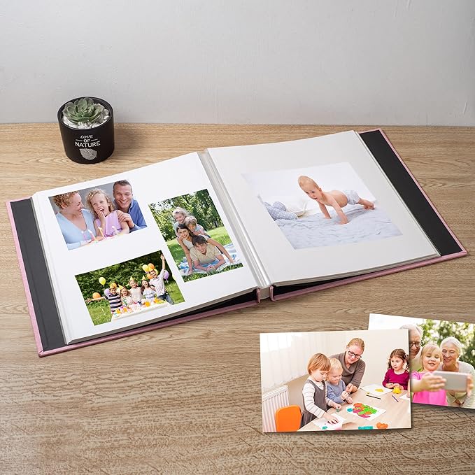 Large Photo Album Self Adhesive Scrapbook Album for 4×6 5×7 8×10 Pictures DIY Magnetic Linen Cover Album 60 Pages for Family Wedding Gifts with Metal Pen and Plastic Board - Image 3