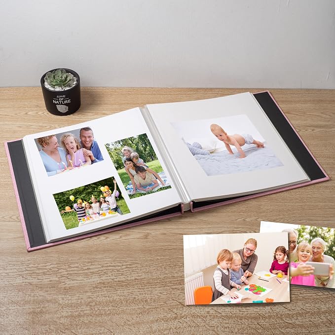 Photo Album Self Adhesive Scrapbook Album for 4×6 Pictures DIY Magnetic Linen Cover Album 30 Blank Pages for Family Wedding, Birthday, Christmas, Anniversary (Pink) - Image 2