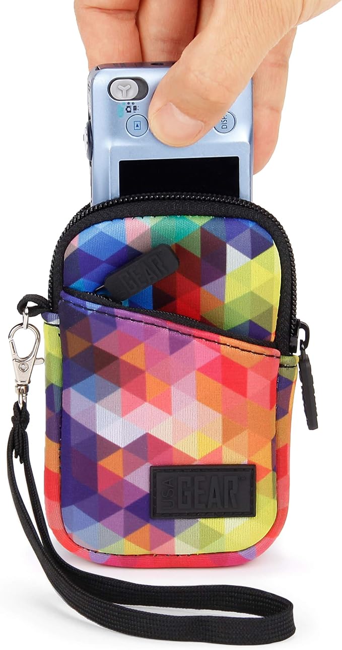 USA Gear Small Camera Pouch with Wrist Strap, Belt Loop - Small Digital Camera Case Fits Canon Powershot, Sony Cybershot, Nikon Coolpix, Kodak PIXPRO, G7 Mark iii - Fits 4.5 Inch Models by USAGEAR