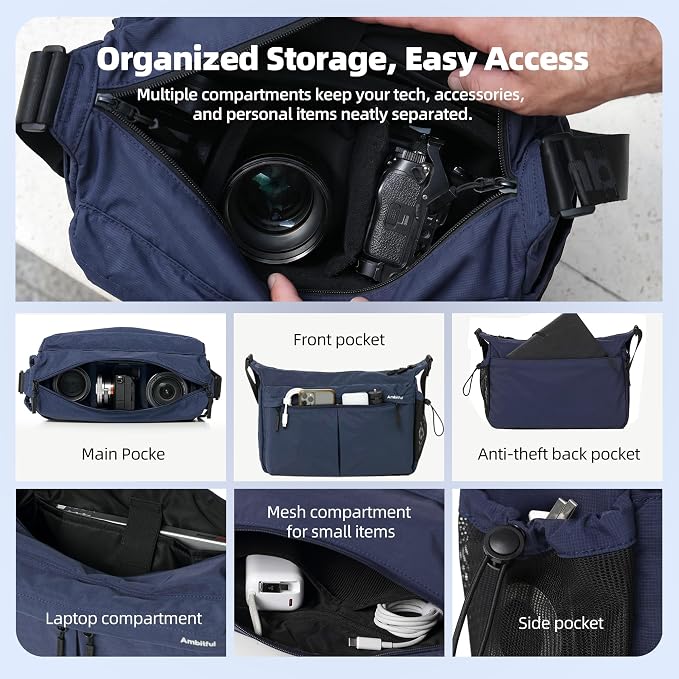 AMBITFUL Camera Messenger Bag for Photographers Shoulder bag,9L Red | Lightweight Sling Bag with Adjustable Dividers Camera Bag Fits Mirrorless DSLR Camera, Lens, action camera,Drones - Image 4