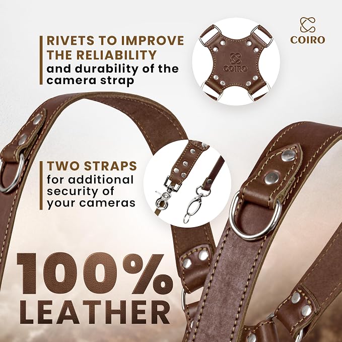 Dual Camera Harness Leather Camera Strap DSLR/SLR, All-Day Comfort - Image 3