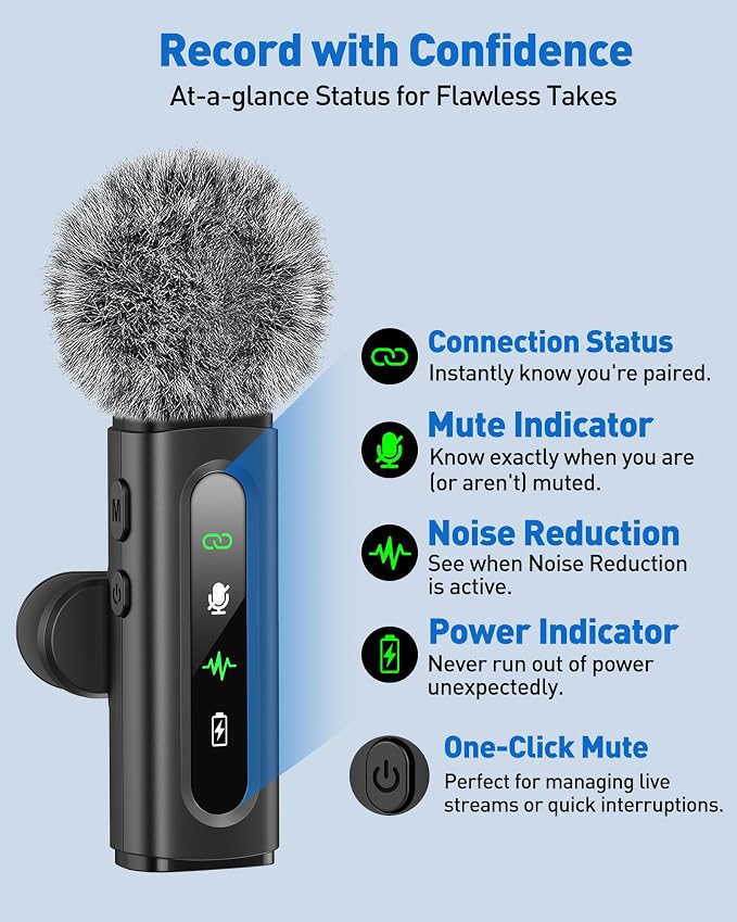 GoorDik Wireless Lavalier Microphone for iPhone Recording Clip-on Mini Mic for iPhone/for iPad Video Recording with Rotatable Clip&Denoise Recording, Portable Mic Set for Content Creators - Image 4