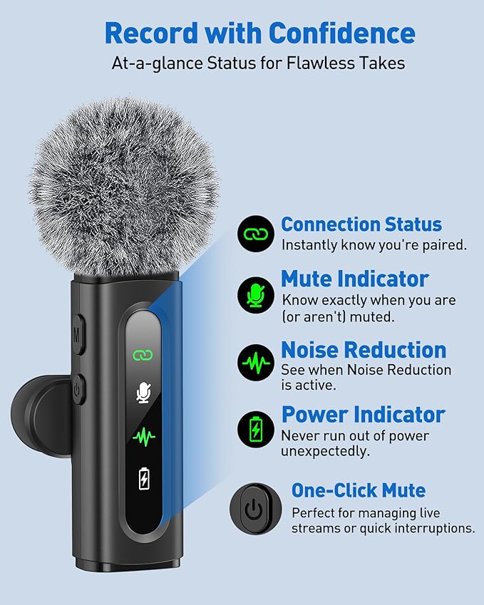 GoorDik Wireless Lavalier Microphone for iPhone, Android, USB C, PC, Camera Video Recording 4 in 1 Clip-on Mics with Rotatable Clip&Denoise Recording, for Vlog Tiktok YouTube Podcast Content Creator - Image 4