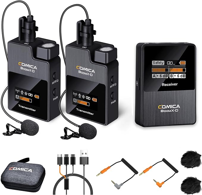 COMICA BoomX-D2 Dual Wireless Lavalier Microphone for iPhone Android Camera | Noise Cancellation, 656ft Stable Range, Safety Audio Track, Lapel Mic for YouTube, TikTok, Vlog, Interview, Video Recording - Image 9