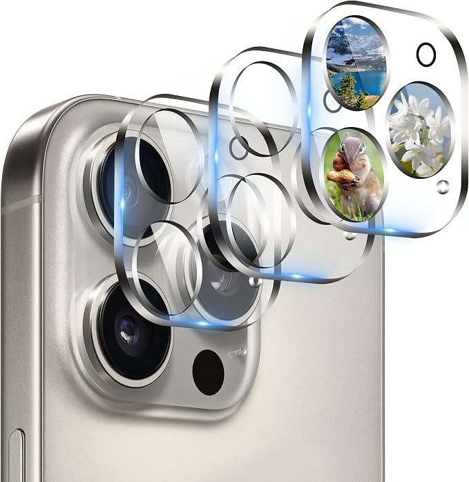 Camera Lens Protector (3 Pack) Compatible with iPhone 16 Pro 6.3" & iPhone 16 Pro Max 6.9" Camera Lens Cover Protection, 9H Tempered Glass, HD Clear Anti-Scratch [Does Not Affect Night Shots] by AIYEENDirect