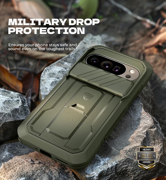 Dexnor for Google Pixel 10 Pro XL Case with Slide Camera Cover & 2 Front Frames & Built-in Screen Protector & Kickstand, Full-Body Shockproof Protective Cover Rugged Bumper Cases,Army Green(2025) - Image 6