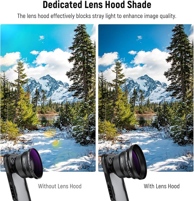 NEEWER 72mm Variable ND Filter with 77mm Lens Hood, ND2-32 Adjustable Neutral Density Filter Compatible with iPhone Android Samsung NEEWER 65mm Telephoto Phone Lens - Image 5
