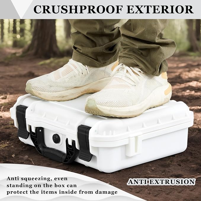 Relaxweex 1 Pcs Waterproof Hard Case with DIY Customizable Foam Insert Portable Protective Case with Knife for Camera Drones Equipments Tools Test Instruments(White,14.3 x 11.4 x 4.5 Inch) - Image 6