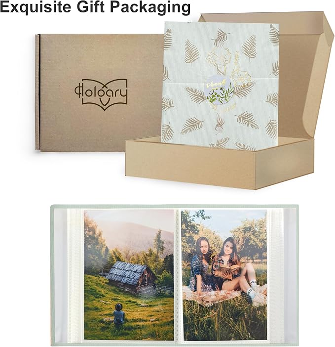 Holoary Photo Album 4x6 100 Photos, 100 Pockets 4”x6” Picture Album, Linen Fabric Cover Picture Book for Photos with Writing Area, 4x6 Photo Albums for Family Weddings Travel Memories(Sage) - Image 9