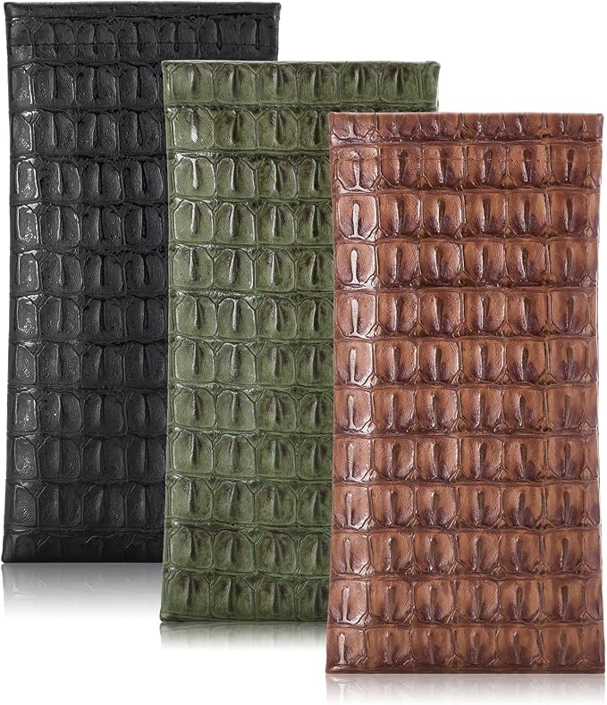 TRIUMPH VISION Eyeglass Case Glasses Case Soft Sunglass Pouch Sleeve 3 Pack | Slim Lightweight Alternative to Bulky Case, Leather Lined Protect Lens, Squeeze Easy to Use, Stylish Portable for Daily Use by TRIUMPHVISION