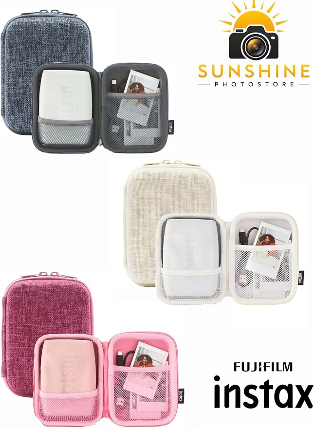 Fujifilm Instax Mini Link 3 Case, Portable Travel Carrying Case for Instax Mini Link 3 Smartphone Printer, Protective Zipper Case with Storage Pockets for Film, Cable & Accessories (Woven Ivory) - Image 3