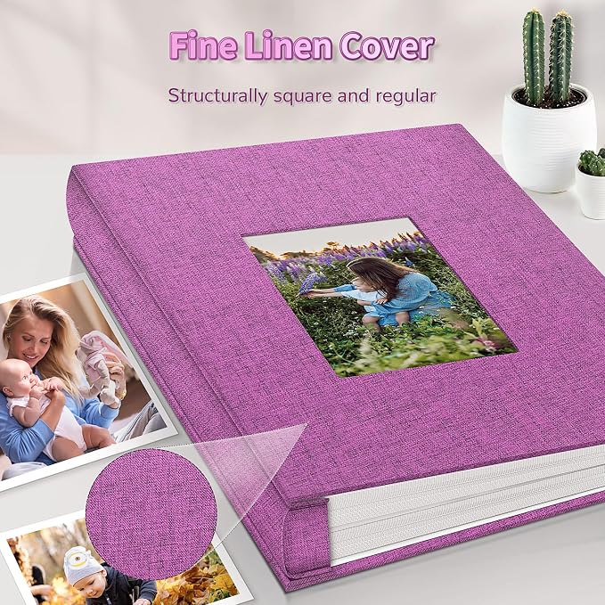 Artfeel Photo Album 4x6 with 600 Pockets,Slip-in Picture Albums,Linen Cover Memory Book with Front Window,White Page Vertical Photo Book for Wedding,Family,Anniversare,Baby,Vacation - Image 6