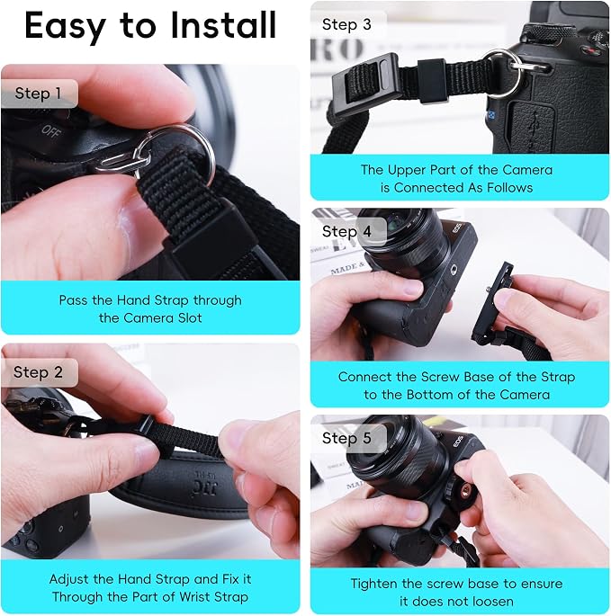 JJC Camera Hand Grip Strap for Canon EOS R8 R10 R7 R5 C R6 Mark III II V R RP 90D 5DM4 Rebel T7 T8i T7i T6i T6 SL3 4000D Sony A6700 ZR Z30 Coolpix P950 P900 for Panasonic Lumix GX85 G85 GH4 G100 FZ80 - Image 4