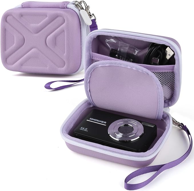 Digital Camera Case for AbergBest 21 Mega Pixels 2.7" LCD Rechargeable HD/Kodak Pixpro/Canon PowerShot ELPH 180/190/Sony DSCW800/DSCW830 Cameras, Travel Carrying Protective Case for Camera- Purple by Unknown