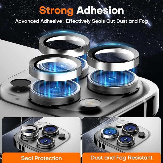 Camera Lens Protector for iPhone 17 Pro Max/17 Pro- Silver | 9H Tempered Glass, Metal Individual Camera Cover, Accessories, Anti-drop, Case Friendly, HD Clear, Anti-Scratch - Image 2