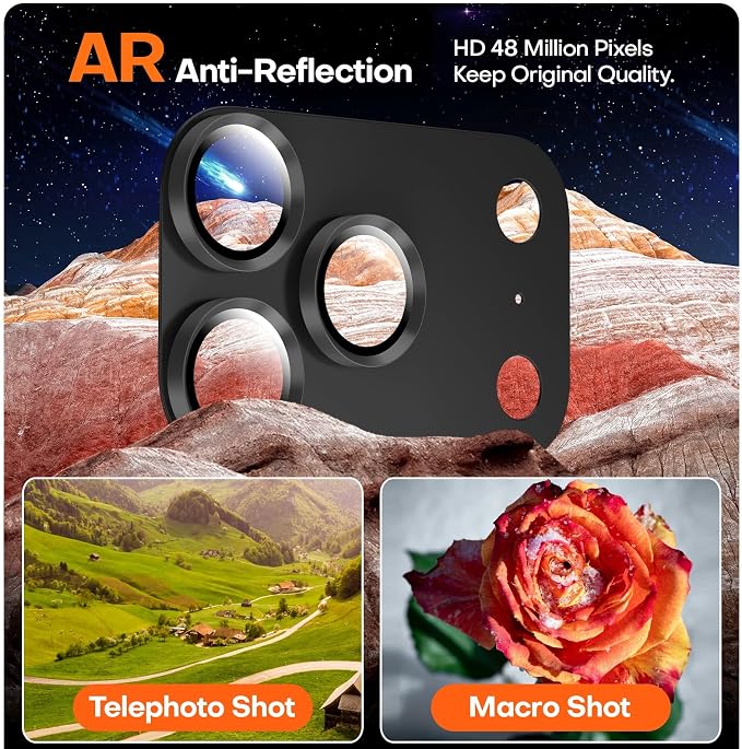 for iPhone 17 Pro Max Camera Lens Protector- Black | Aluminum Alloy, Tempered Glass Camera Cover, Nano Reinforced Adhesive, Accessories, Anti-Drop, Anti-Scratch, Case Friendly - Image 5