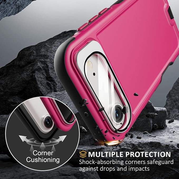 Follaroma Magnetic for iPhone 17 Air Case with Camera Stand, Hot Pink，6.5" | Built-in Glass Camera Cover Stand,Compatible with MagSafe,Heavy Duty Shockproof Protective,Military-Grade Anti-DropDual Case - Image 5