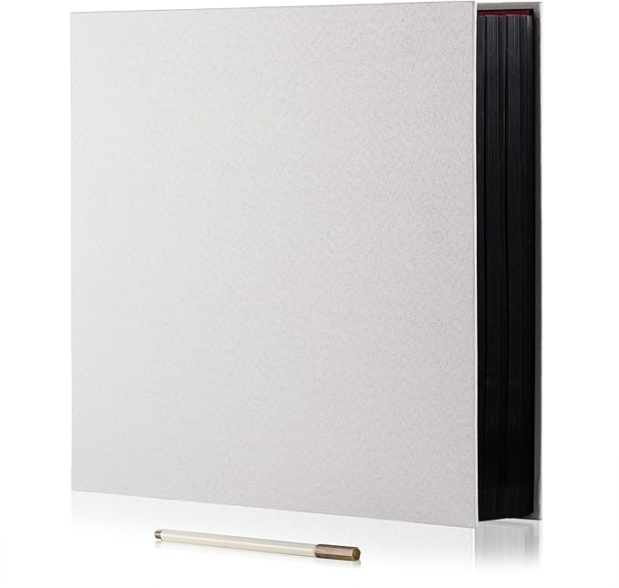 Large Photo Album Self Adhesive 4x6 8x10 10x12 13"x12.6" Scrapbook Album 12.6"x11" Inch 60 Black Sticky Pages Linen Cover Magnetic Photo Album with A Metallic Pen and DIY Stickers(White) by HoneyTolly