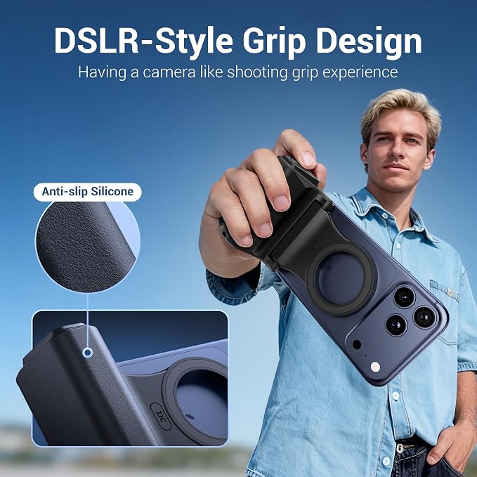 JJC iPhone Camera Grip with Remote, Magnetic Camera Attachment for iPhone | Selfie Grip for iPhone 17 16 15 14 13 12 Pro Max MagSafe Accessories, Ideal for Photography/Fun Shot/Video/Vlog - Image 2