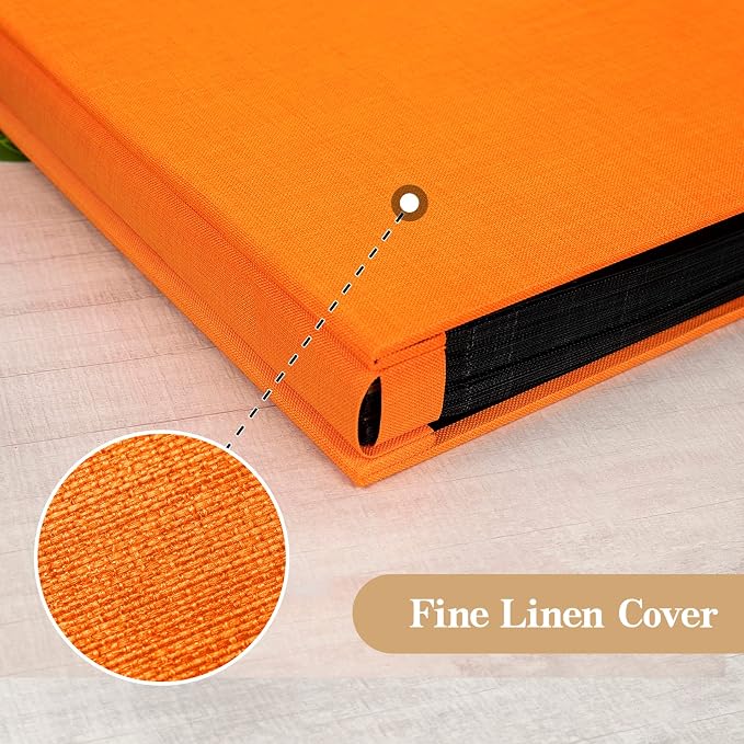 potricher Photo Album 4x6 Pictures, 100 Pockets, Linen Cover, Orange | Linen Cover, Front Window, Large Capacity 4x6 Picture Albums, Photo Book for Family, Wedding, Anniversary, Baby, Keepsake - Image 6