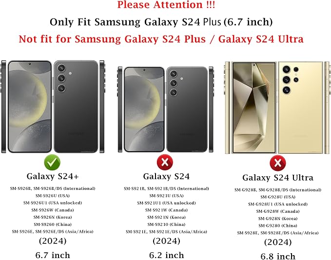 for Samsung Galaxy S24 Plus Case with Camera Lens Cover HD Screen Protector, Military-Grade Drop Tested Magnetic Ring Holder Kickstand Protective Phone Case for Samsung Galaxy S24 Plus (Black) - Image 2