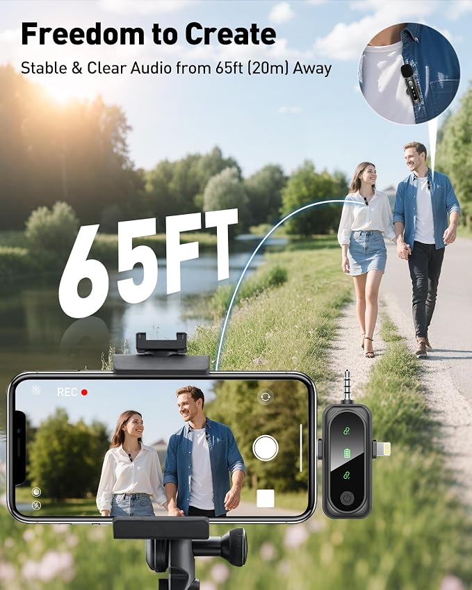 GoorDik Wireless Lavalier Microphone for iPhone, Android, USB C, PC, Camera Video Recording 4 in 1 Clip-on Mics with Rotatable Clip&Denoise Recording, for Vlog Tiktok YouTube Podcast Content Creator - Image 7