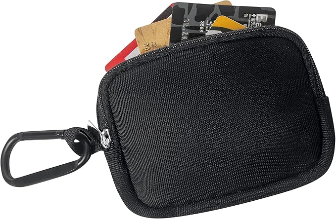 2-Piece Mini Pouch with Carabiner Clip, Unisex Small Organizer Case for Electronics, Makeup, and Accessories (Black) - Image 3