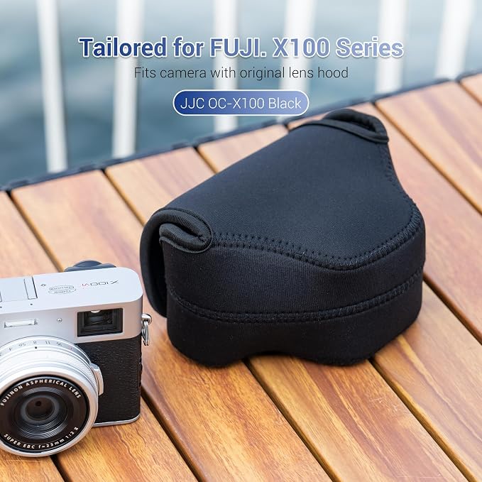 Soft Neoprene XE5 X100VI Camera Case Bag for Fujifilm X-E5 Lumix L10 Pouch | XE5 X100 VI V X100S X100T X100F Protective Storage,with Inner Lanyard & Touch-Fastening Flap,for X-E5+Original Lens Hood on - Image 6
