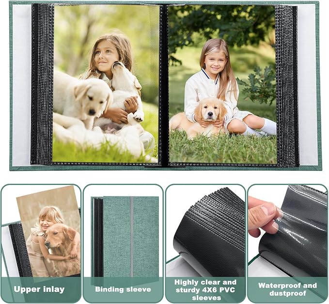 Photo Album 4x6 100 Pockets for Wedding Gifts,Linen Hardcover Picture Albums for Family Anniversary Baby Vacation Pictures - Image 6