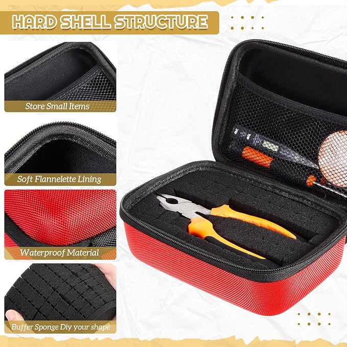 Relaxweex Hard Case with Foam, 13.5 X 9.8 X 5.5 Inch, Red | EVA Waterproof Shockproof Case, Customizable Foam for Camera Electronics Instruments, Digital Products, with Knife - Image 3