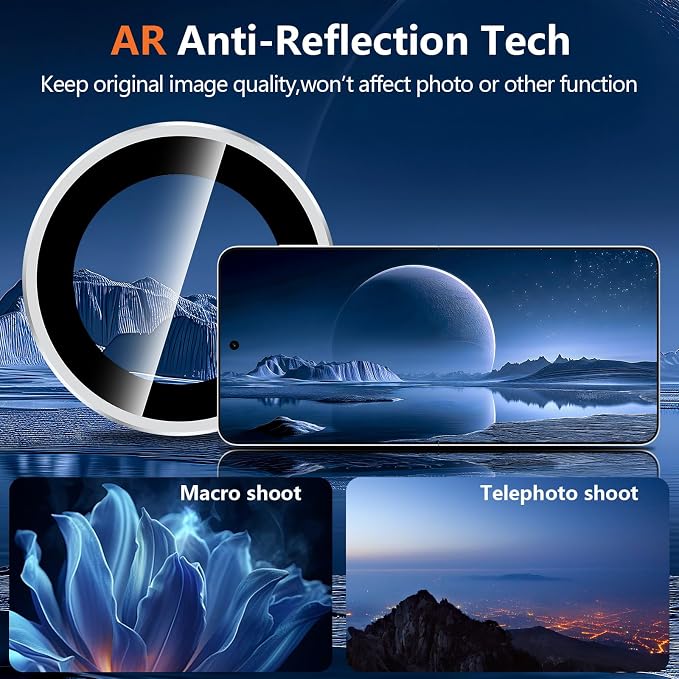 for Samsung Galaxy Z Flip 8 Camera Lens Protector, Individual Metal Ring Tempered Glass Lens Cover, [Strong Adsorption] Scratch Resistant Ultra-Thin HD Clear Lens Cover, 1 Set-Slivery Ring - Image 3
