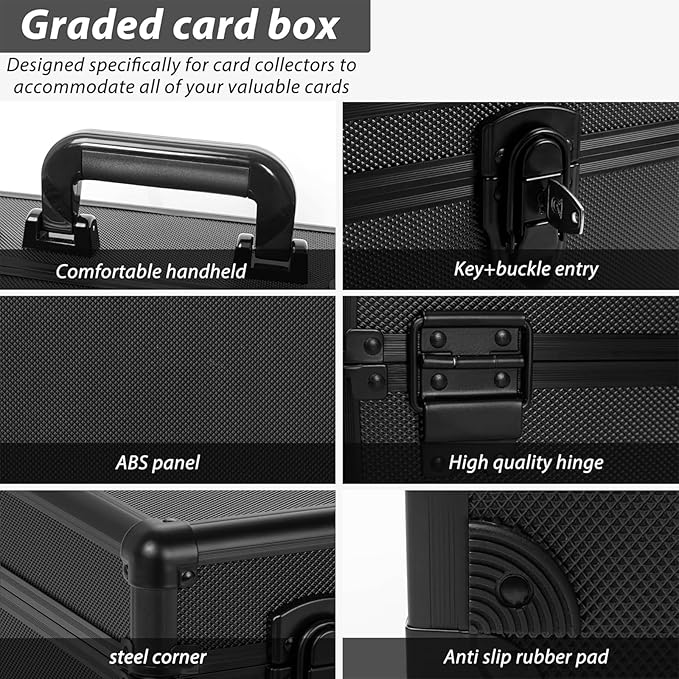 Graded Card Case, Storage Organizer Box for Sports Trading Card Slab Holder | Protable Aluminum Alloy Graded Card Storage Box Compatible with 150+ Card Slabs - Sports Trading Card Case Fits PSA, CSG, BGS - Image 3