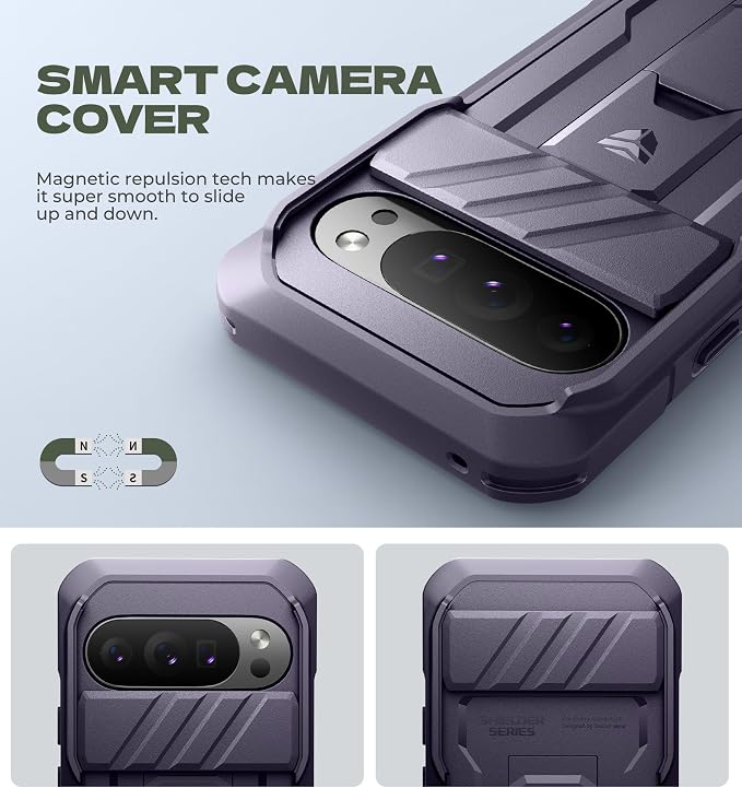 Dexnor for Google Pixel 10 Pro XL Case with Slide Camera Cover & 2 Front Frames & Built-in Screen Protector & Kickstand, Full-Body Shockproof Protective Cover Rugged Bumper Cases，Phantom Purple（2025） - Image 3